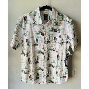 Tilly’s Men’s Medium Fresh Vibes Button Down Polo-Desert Taco Skeleton-NWT